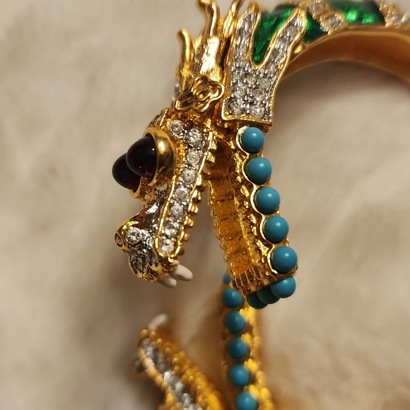 Rare KENNETH JAY LANE Green Dragon Bracelet - Picture 8 of 12